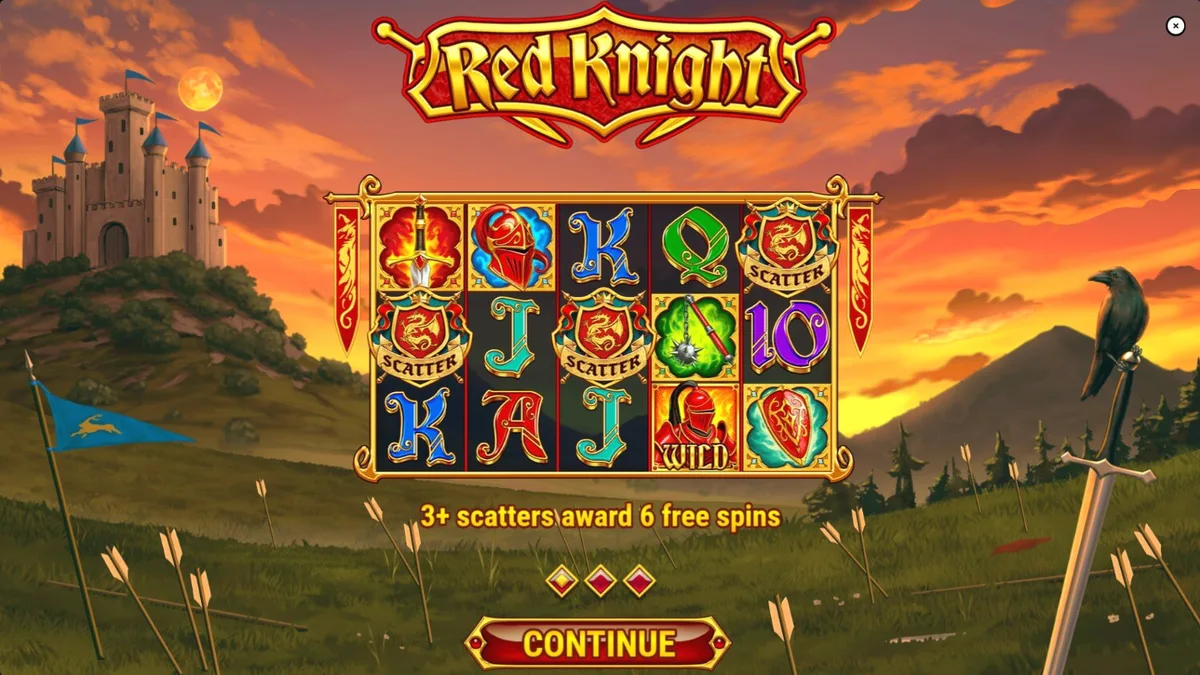 Tampilan visual slot Red Knight dengan tema ksatria dan api