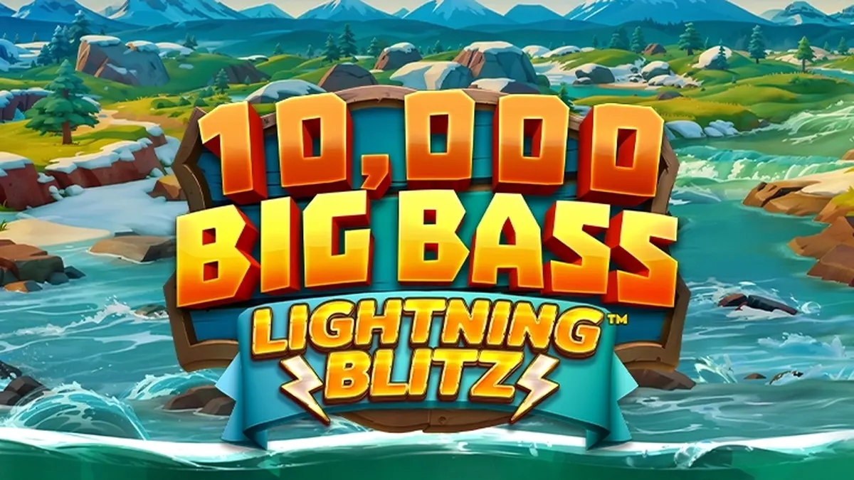 Tampilan antarmuka slot 10,000 Big Bass Lightning Blitz dengan tema memancing yang ikonik